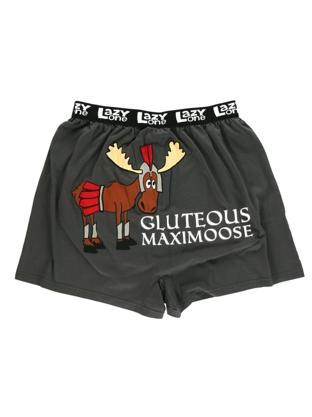 Lazy One Charcoal Boxer Shorts with Cartoon Moose Graphic XXL